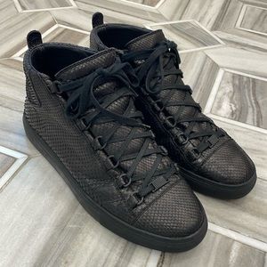 Balenciaga mid top black snake sneakers